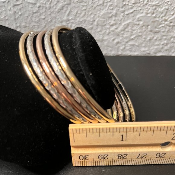 5 Vintage Tri Gold Bangles - 9251/2014kAU (3 mark) and 925AU (2 mark) - Picture 6 of 12